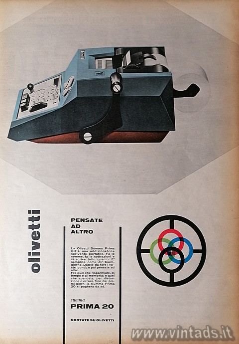 2589x3723 PNG
OGGETTO VISITABILE
NEL NOSTRO MUSEO La Olivetti Summa Prima 20 è una addizionatrice scrivente portatile. Fa le somm