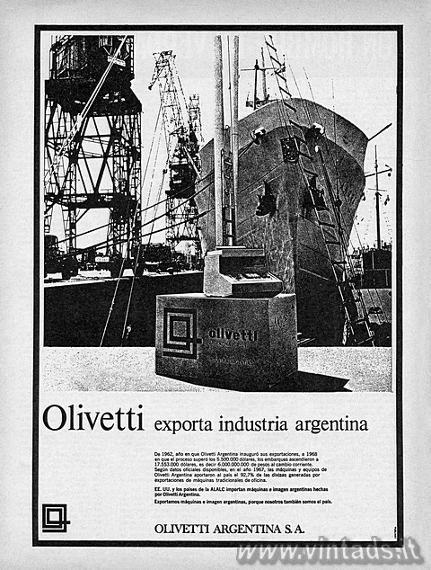 De 1962, ao en que Olivetti Argentina inaugur sus exportaciones, a 1968 en que