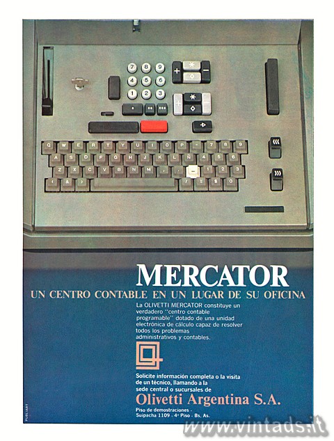 Un centro contable en un lugar de su oficina. La Olivetti Mercator constituye un