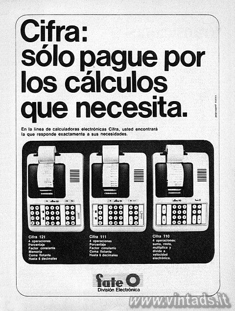 Cifra: sólo pague por los cálculos que necesita.
En la línea de calculadoras