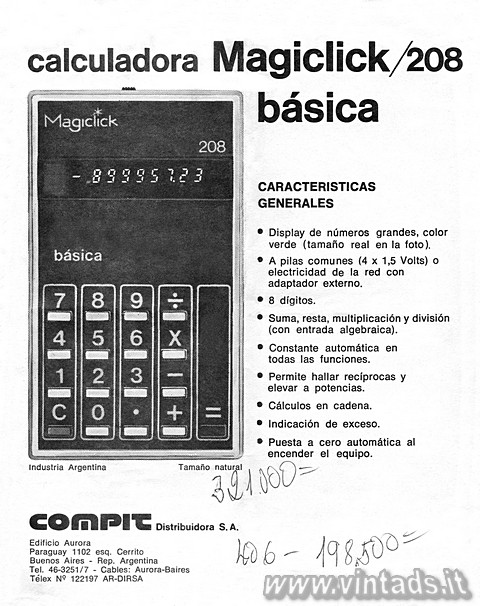 calculadora Magiclick 208 básica. Características generales:
* Display de nú