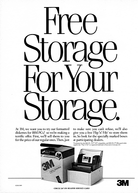 Free storage for your storage.
At 3M, we want you to try our formatted diskette