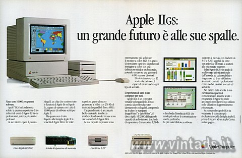 Apple IIGS: un grande futuro è alle sue spalle.
Nasce con 10.000 programmi soft
