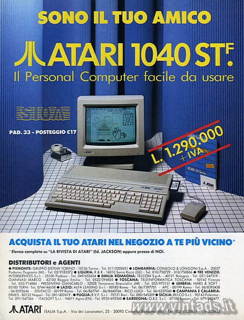 Sono il tuo amico ATARI 1040 STf.
Il personal computer facile da usare
L. 1.29