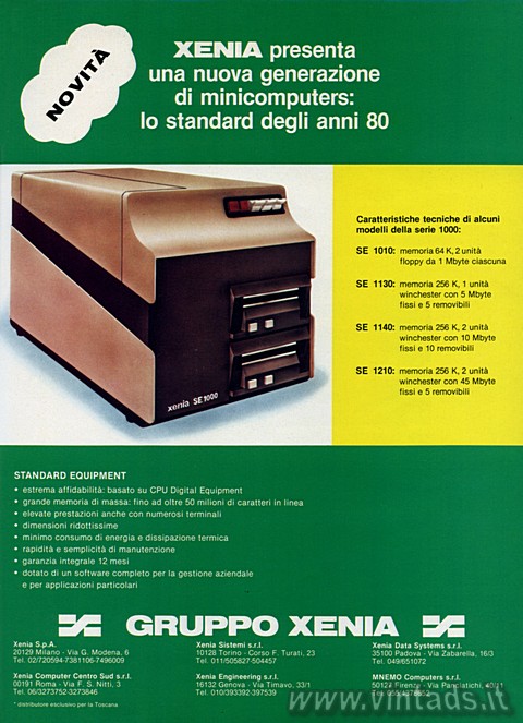 Novità
XENIA presenta
una nuova generazione
di minicomputers:
lo standard d