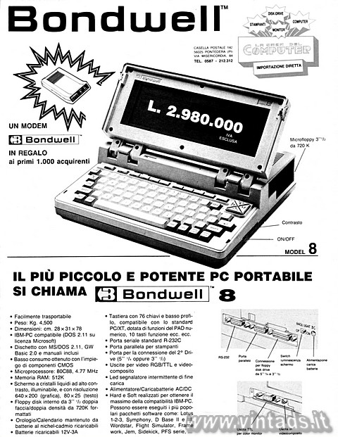 Il PC non  ancora portatile, ma "portabile".
Imperdonabile l'error