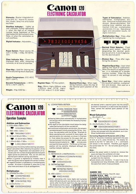 Canon 120 Electronic Calculator
->continua->
