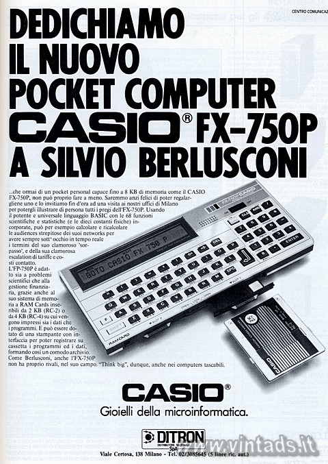 DEDICHIAMO IL NUOVO POCKET COMPUTER CASIO FX-750P