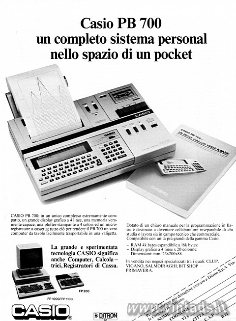 3193x4349 JPG Casio PB 700
un completo sistema personal nello spazio di un pocket
CASIO