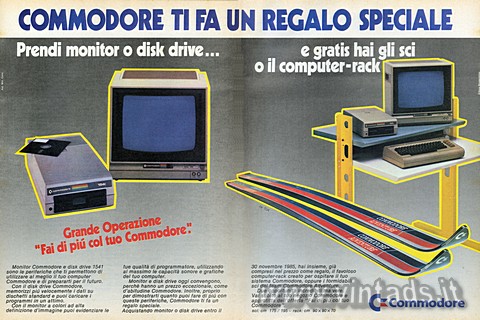 COMMODORE TI FA UN  REGALO SPECIALE
Prendi monitor o disk drive...
e gratis ha