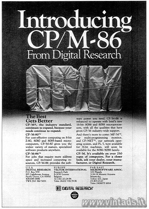 Introducing CP/M-86 From Digital Research

The Best Gets Better
CP/M, the ind