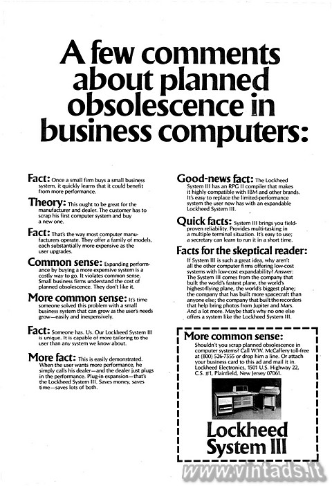 A few comments about planned obsolescence in business computers:

Fact: Once a