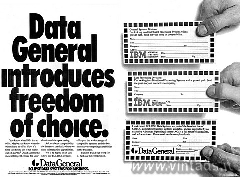 Data General introduces freedom of choice.

You 