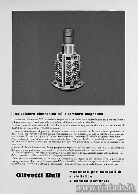 Il calcolatore elettronico MT a tamburo magnetico
