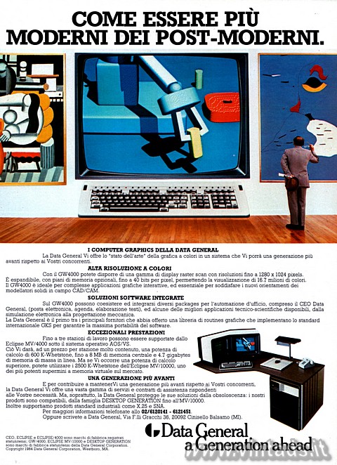 2376x3275 JPG COME ESSERE PIÙ MODERNI DEI POST-MODERNI.
I COMPUTER GRAPHICS DELLA DATA GEN