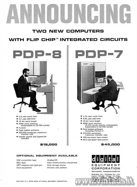 ANNOUNCING TWO NEW COMPUTERS WITH FLIP CHIP INTEGRATED CIRCUITS

PDP8
	1.6 