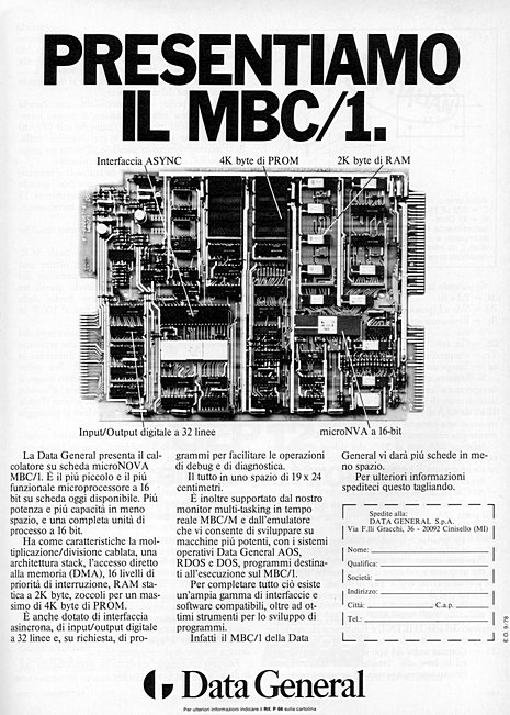 2912x4076 JPG PRESENTIAMO
IL MBC/1.
Interfaccia ASYNC
4K byte di PROM
2K byte di RAM
Inp