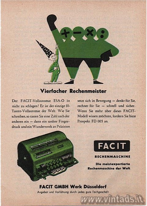 Vierfacher Rechenmeister

Der FACIT-Vollautomat ESA-O ist nicht zu schlagen! E