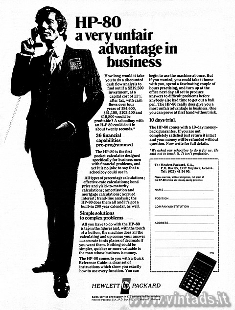 HP-80
a very unfair advantage in business

How long would it take you to do a