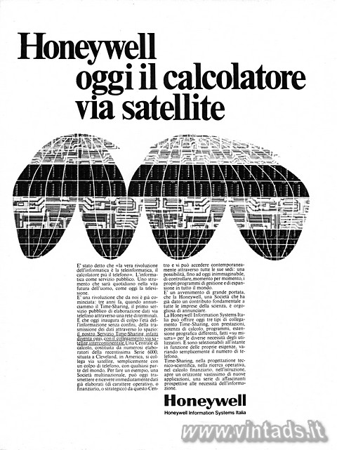 Honeywell oggi il calcolatore via satellite
E'