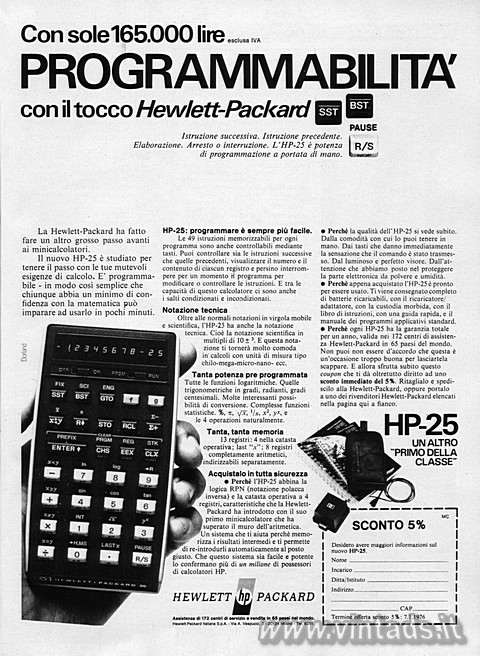 Con sole 165.000 line esclusa IVA
PROGRAMMABILIT
con il tocco Hewlett-Packard