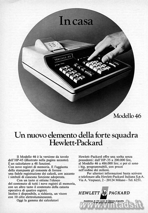 Un nuovo elemento della forte squadra Hewlett-Packard
Il Modello 46  la versio