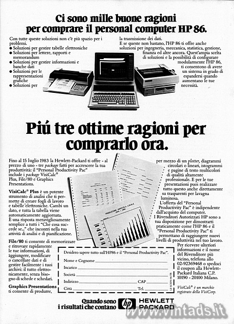 Ci sono mille buone ragioni per comprare il personal computer HP 86.
Con tutte 