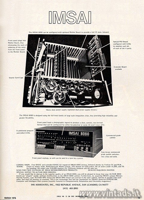 2220x3074 JPG IMSAI
The IMSAI 8080 can be configured with optional Mother Board to provide a