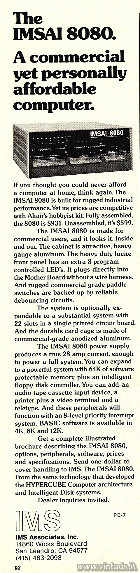 760x3090 JPG The IMSAI 8080. A commercial yet personally affordable computer.
If you thought