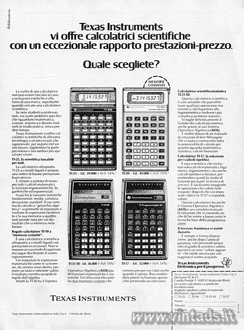 Texas Instruments
vi offre calcolatrici scientifiche con un eccezionale rapport