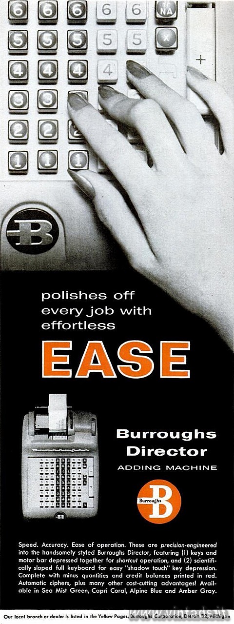 571x1522 JPG polishes off every job with effortless
EASE
Burroughs Director
ADDING MACHINE