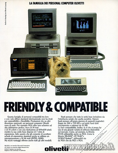 FRIENDLY & COMPATIBLE
LA FAMIGLIA DEI PERSONAL COMPUTER OLIVETTI

Questa 