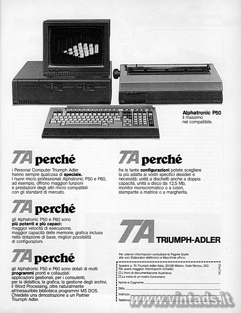2408x3131
TIFF MULTIPAGINA Perché TA
TA
TRIUMPH-ADLER
Alphatronic P50
Il massimo nel compatibile.
T