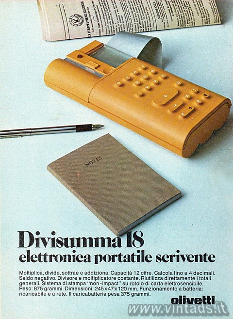 Divisumma 18, elettronica, portatile, scrivente