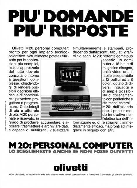 Pi domande, pi risposte.
Olivetti M2O personal computer: pronto per ogni impi