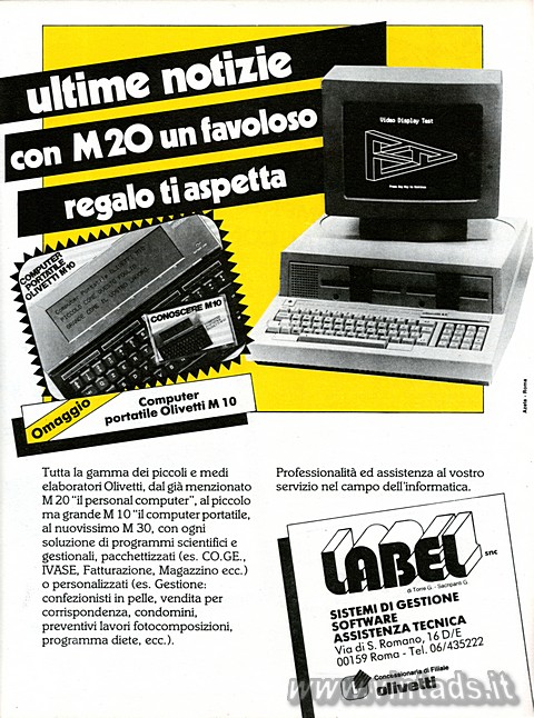 3157x4250 JPG
OGGETTO VISITABILE
NEL NOSTRO MUSEO Ultime notizie
con M20 un favoloso regalo ti aspetta: computer portatile Olivet