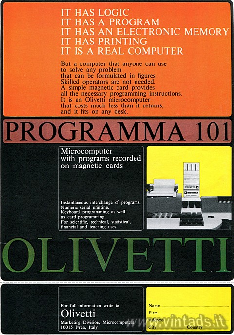 2179x3115 JPG IT HAS LOGIC
IT HAS A PROGRAM
IT HAS AN ELECTRONIC MEMORY
IT HAS PRINTING
IT
