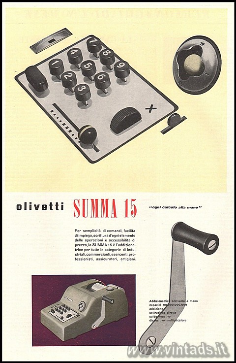 olivetti summa 15
"ogni calcolo alla mano"