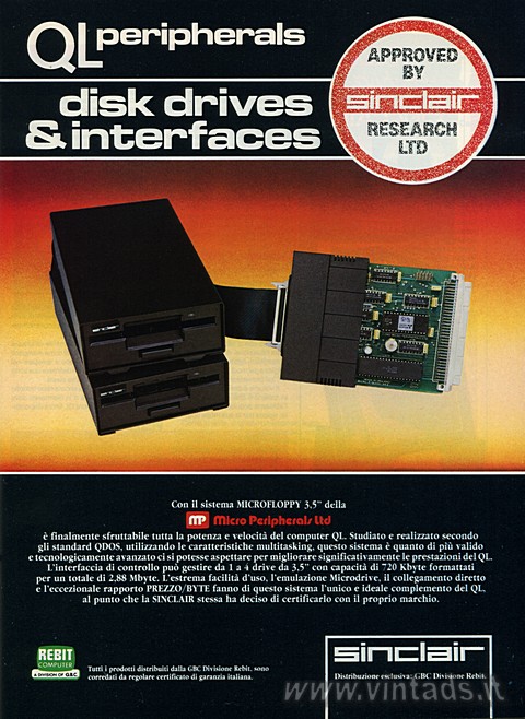 QL peripherals
Disk drive & interfaces
Approved by Sinclair Research Ltd.
