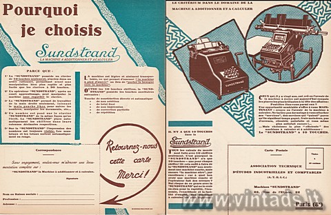 Dépliant publicitaire recto et verso, avec carte postale pour demander des info