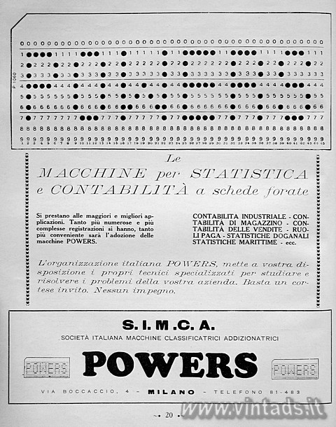 POWERS
LE MACCHINE PER STATISTICA
e CONTABILIT 