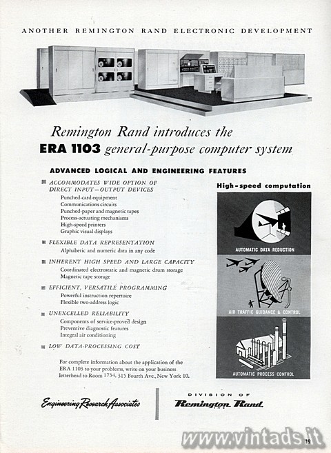 ANOTHER REMINGTON RAND ELECTRONIC DEVELOPMENT
Remington Rand introduces the ERA