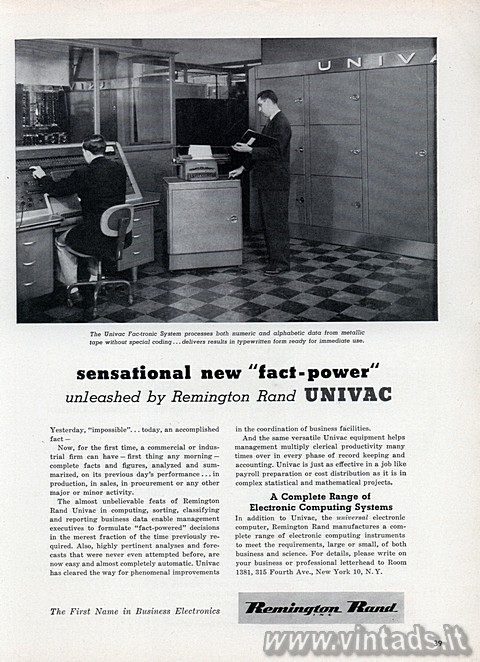 sensational new fact-power unleashed by Remington Rand UNIVAC
The Univac Fac-