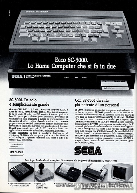 Ecco SC-3000.
Lo Home Computer che si fa in due

SC-3000. Da solo  semplicem