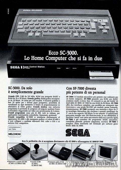 Ecco SC-3000.
Lo Home Computer che si fa in due

SC-3000. Da solo è semplice