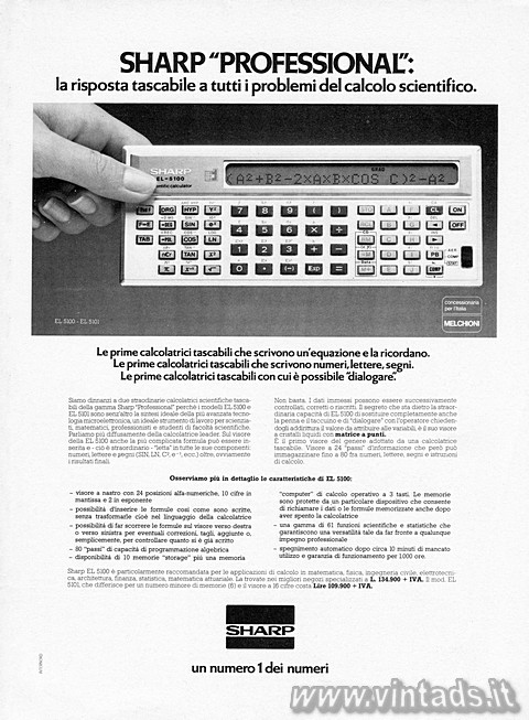 3242x4409 JPG SHARP "PROFESSIONAL:
la risposta tascabile a tutti i problemi del calcolo s