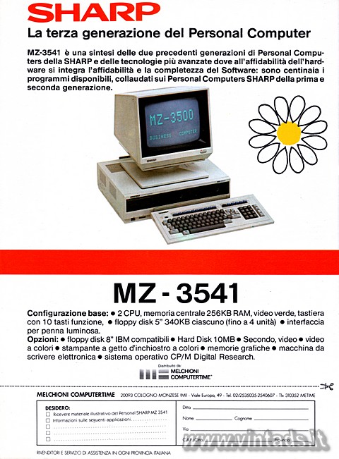 SHARP
La terza generazione del Personal Computer

MZ-3541 è una sintesi dell