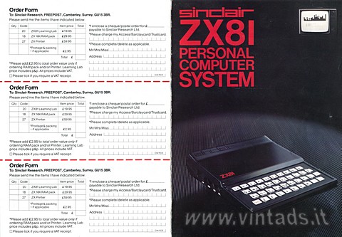 Sinclair Zx81 Personal Computer System
Sinclair ZX81 Personal Computer 
the he