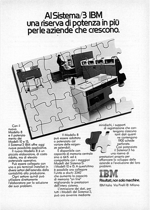 Al Sistema/3 IBM
una riserva di potenza in più
per le aziende che crescono.
