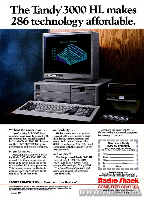 The Tandy 3000 HL makes 286 technology affordable